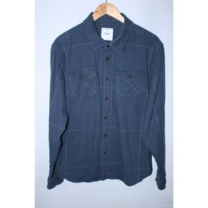 Katin Men's Large Navy Blue Plaid Fleece Long Sleeve Shirt